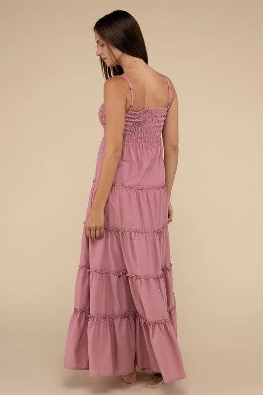 ❤️GYPSY FOX - Tiered Cami Maxi Dress by ZENANA