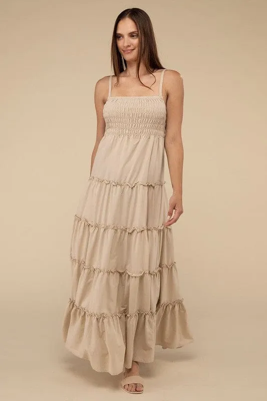 ❤️GYPSY FOX - Tiered Cami Maxi Dress by ZENANA