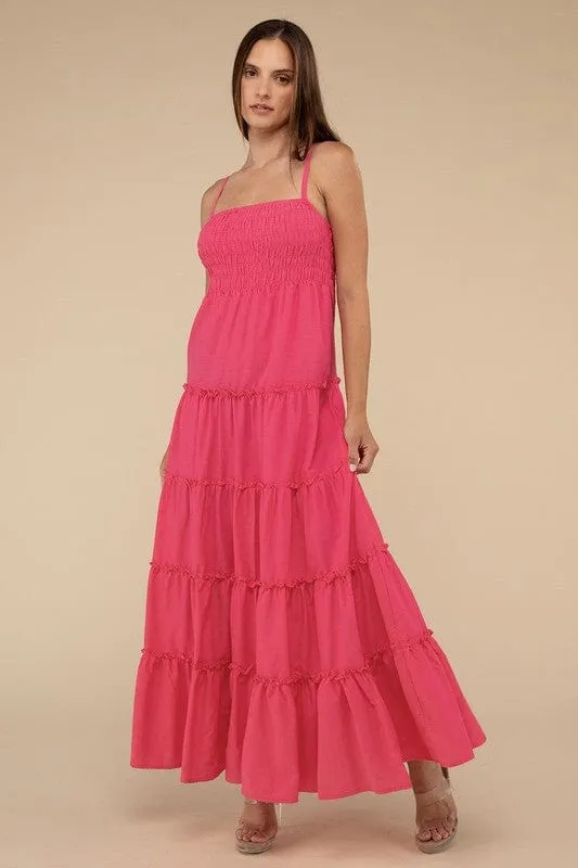 ❤️GYPSY FOX - Tiered Cami Maxi Dress by ZENANA