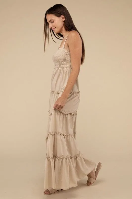 ❤️GYPSY FOX - Tiered Cami Maxi Dress by ZENANA