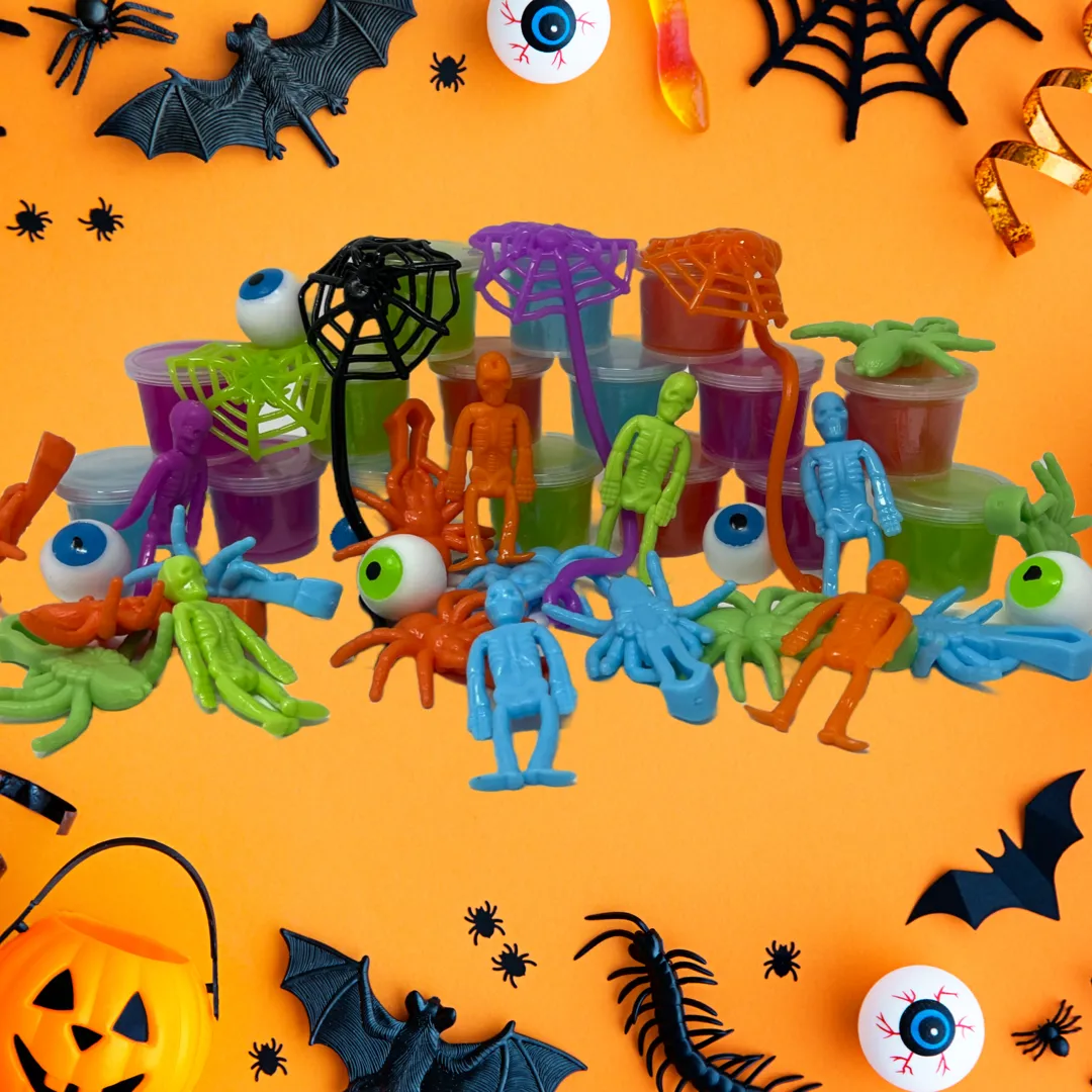 Halloween Sticky Toys Assortment Value Bundle, Novelty Prizes, 104 Pcs