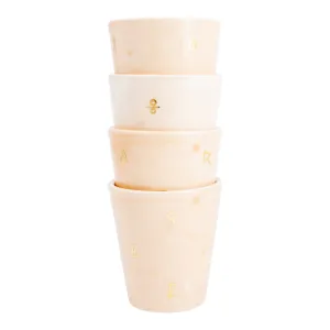Handmade Nude Glazed Moroccan Cups with 12K Gold Accents