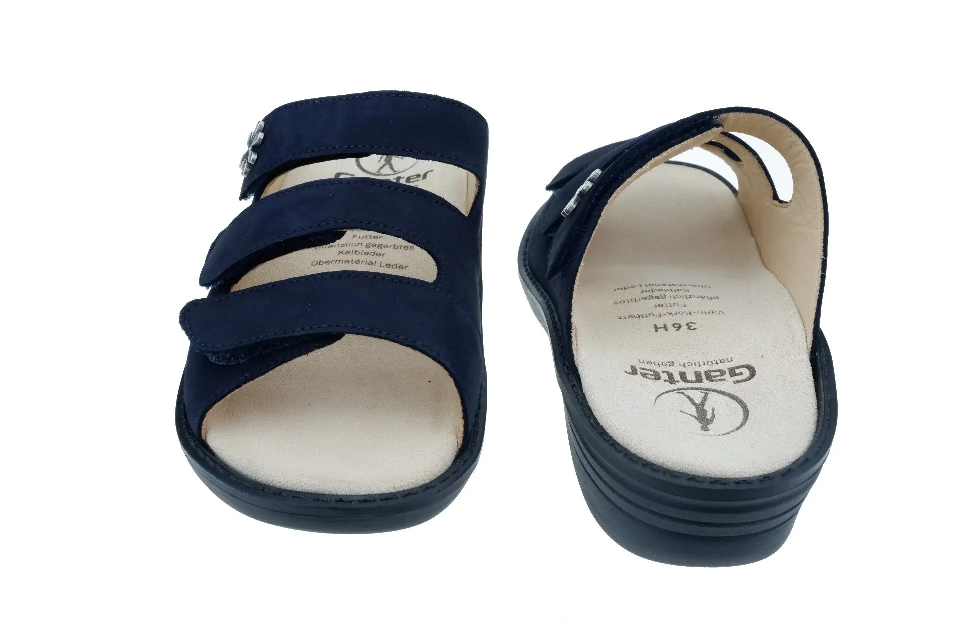 'Hera' women's wide fit (H) strap slide sandal - Dark blue