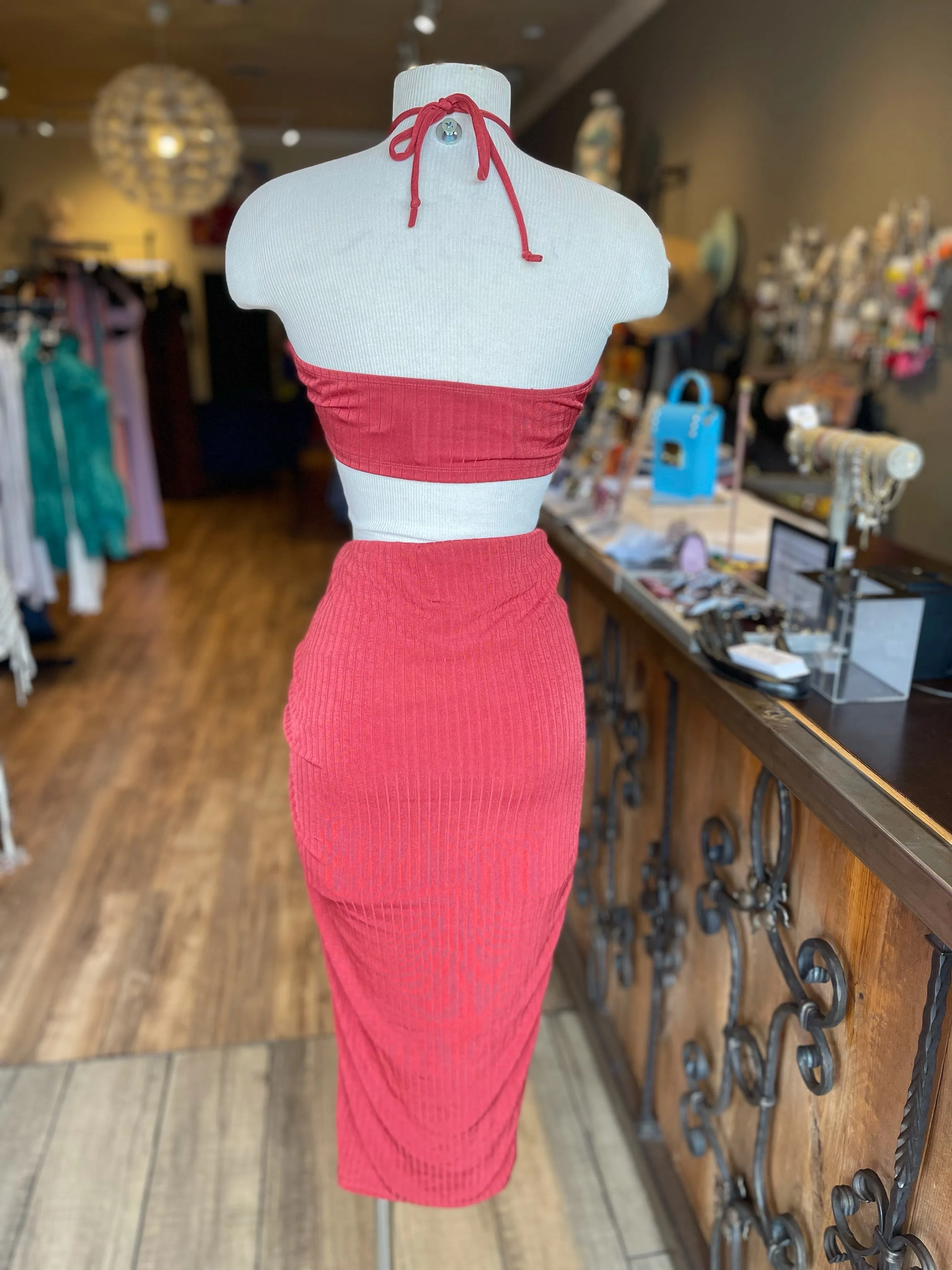 High Split Scrunge Skirt Set FINAL SALE