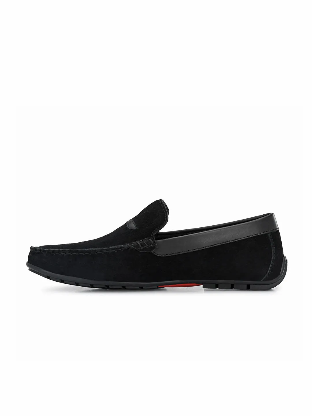 Hitz Men's Black Leather Slip-On Loafer Shoes