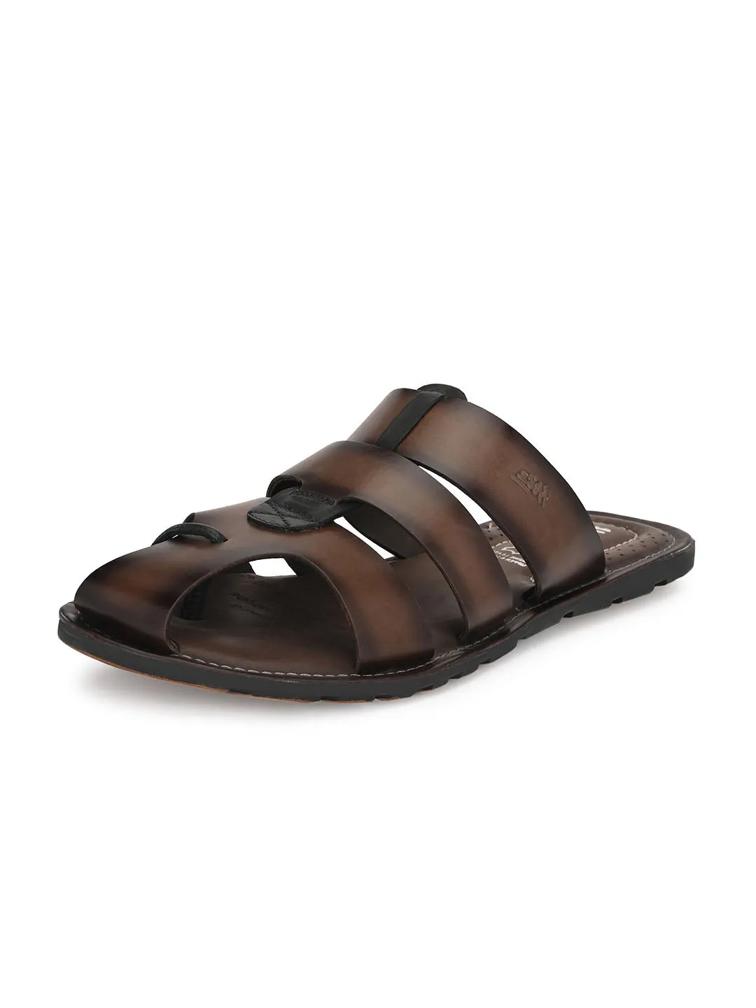 HITZ3411 Men's Brown Leather Daily Wear Open Slipper