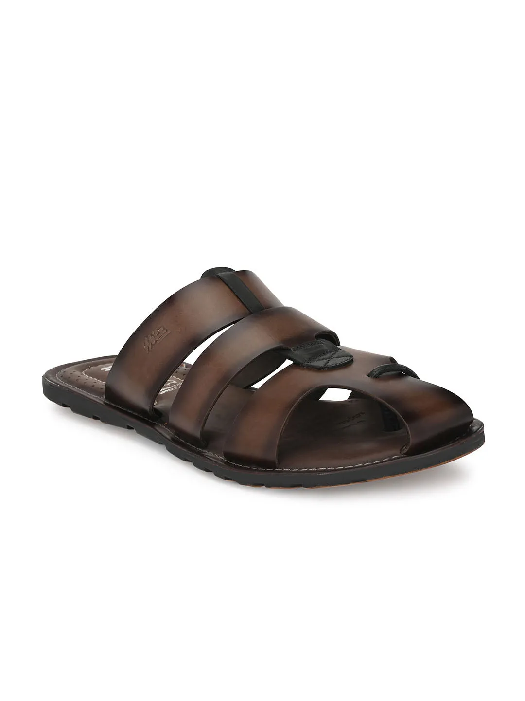 HITZ3411 Men's Brown Leather Daily Wear Open Slipper