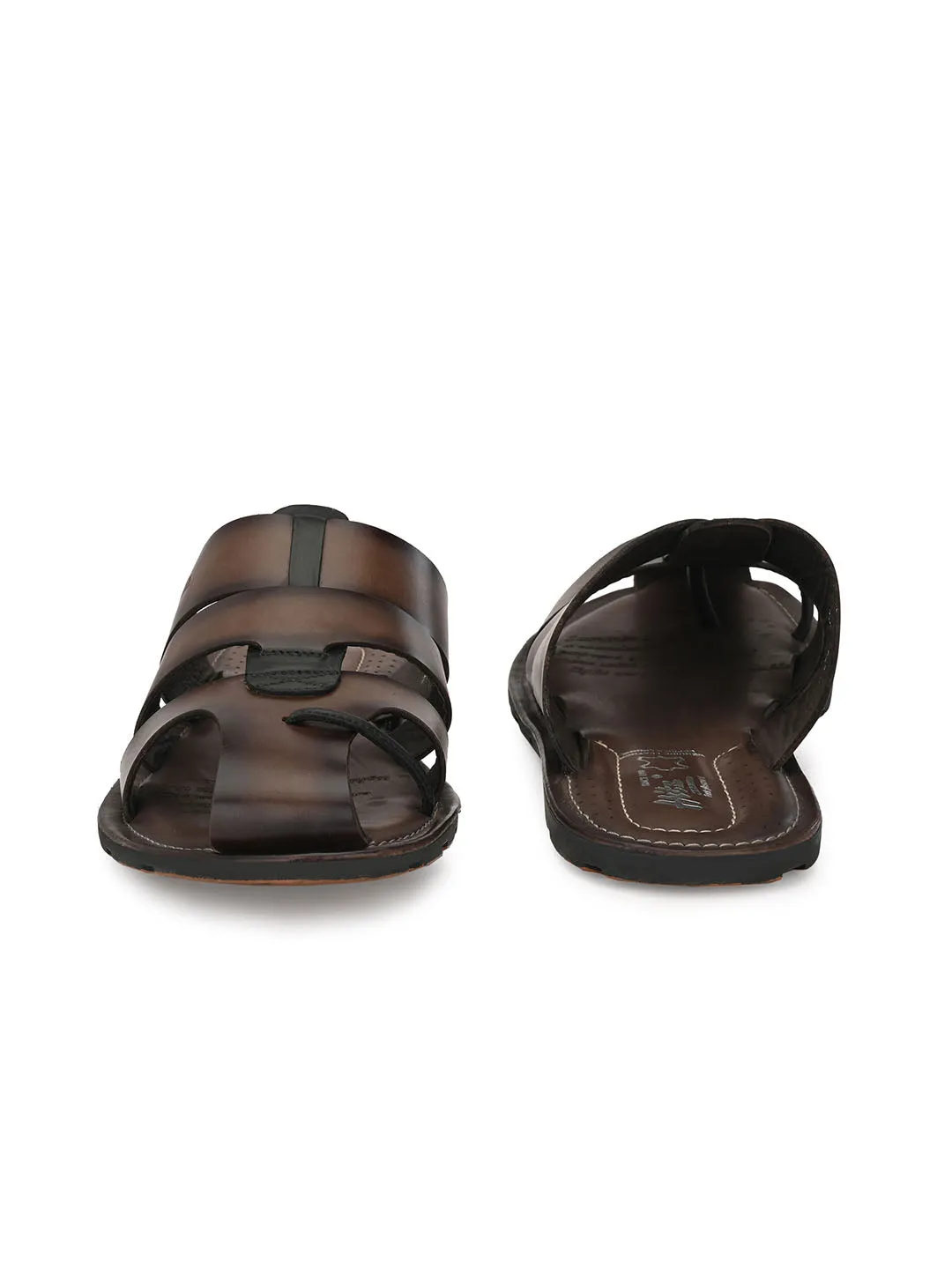 HITZ3411 Men's Brown Leather Daily Wear Open Slipper