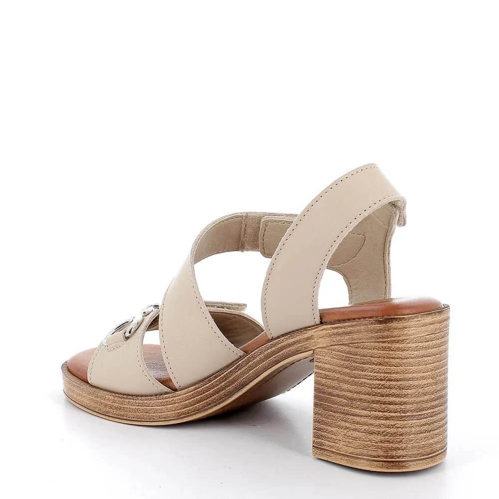 Igi & Co. Stacked Heel Leather Sandal 7692522-BEIGE