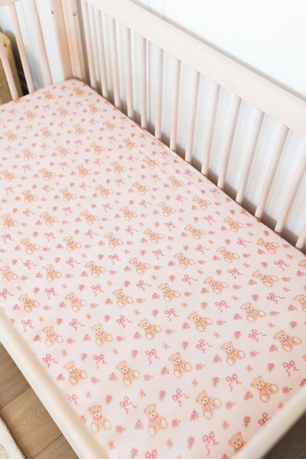 In My Jammers Teddy Bear and Bows Crib Sheet