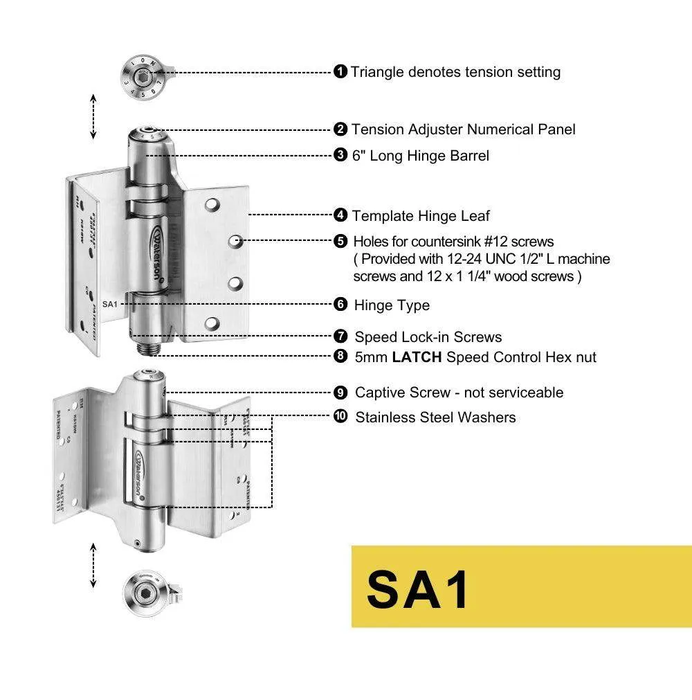 K51L-SWRH-450-D4 | Heavy Duty Hydraulic Hybrid Swing Clear Hinge with Hold Open | 4.5” x 4.5” | 8ft | 304 Stainless Steel | 4 Pack