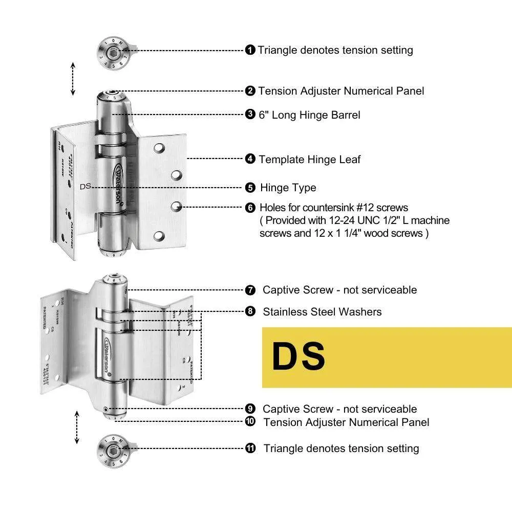 K51L-SWRH-450-D4 | Heavy Duty Hydraulic Hybrid Swing Clear Hinge with Hold Open | 4.5” x 4.5” | 8ft | 304 Stainless Steel | 4 Pack