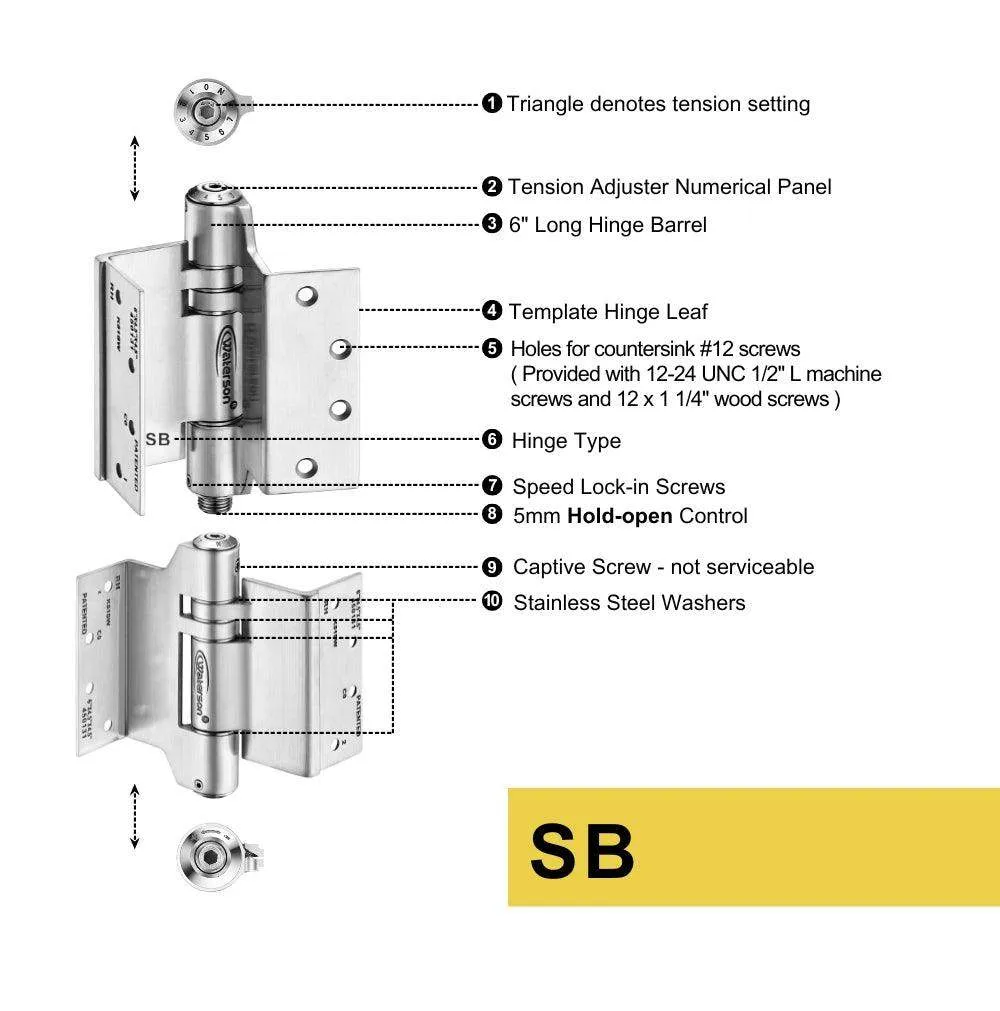 K51L-SWRH-450-D4 | Heavy Duty Hydraulic Hybrid Swing Clear Hinge with Hold Open | 4.5” x 4.5” | 8ft | 304 Stainless Steel | 4 Pack