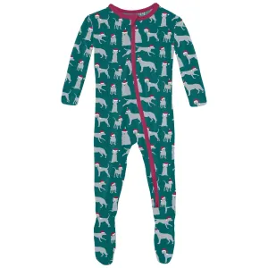 KIckee Cedar Santa Dog Footie