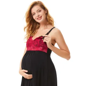 Lace Nursing Maternity Dress / Stretchy Breastfeeding Comfort
