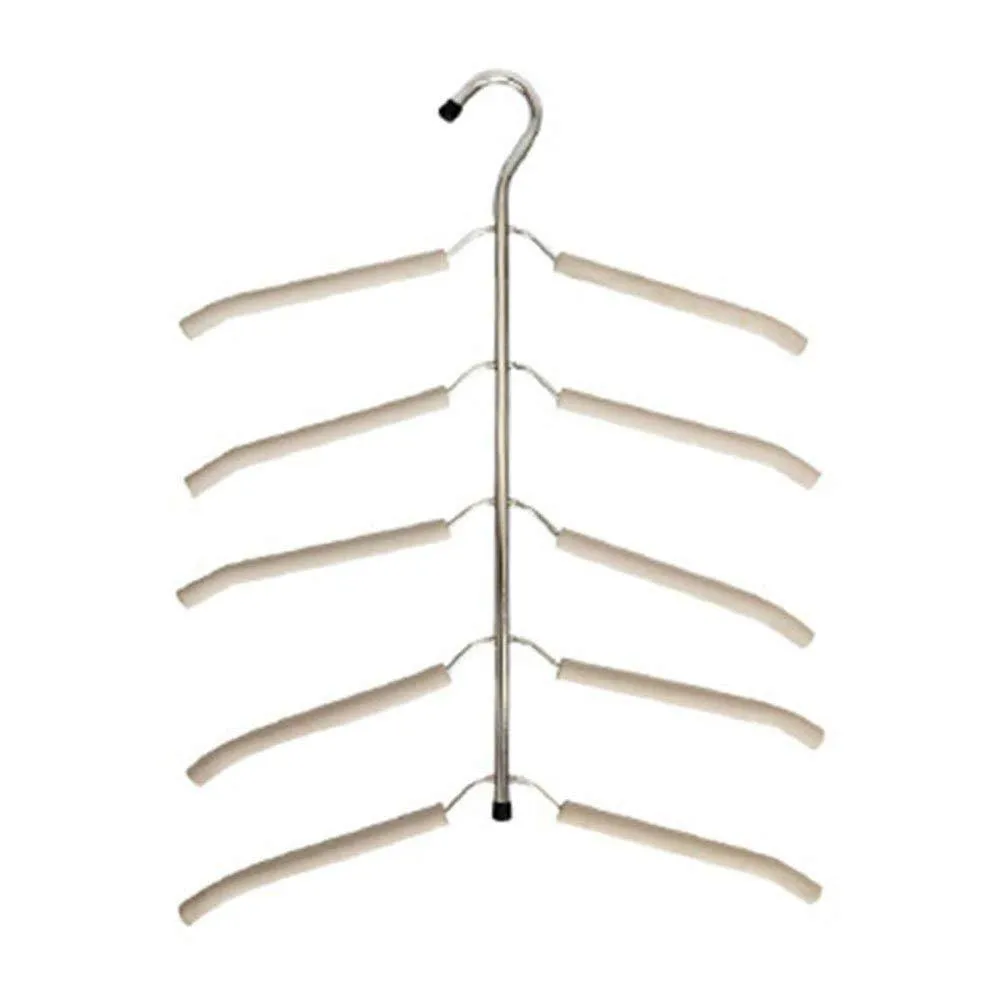 Longlasting Multi-Layer Suit Hangers, Stainless Steel Seamless Pant Slack Hangers Space Save Hanger Rack Household (Beige)