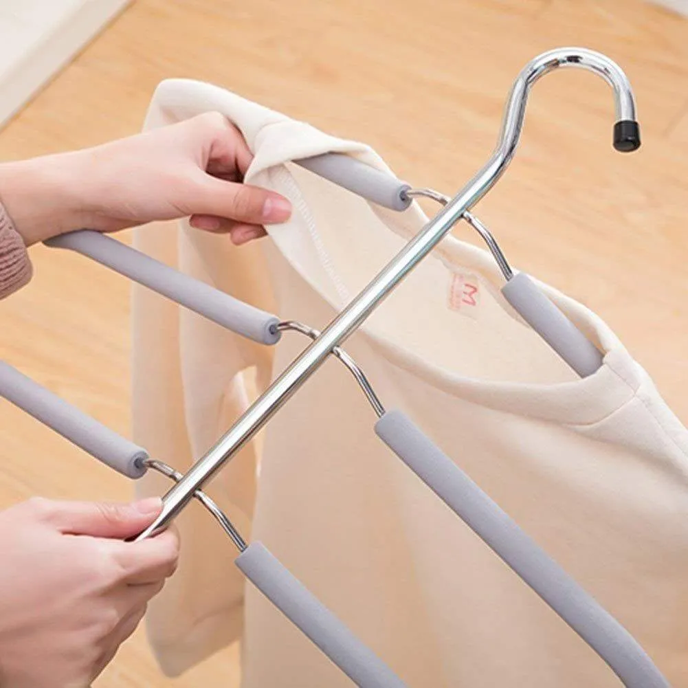 Longlasting Multi-Layer Suit Hangers, Stainless Steel Seamless Pant Slack Hangers Space Save Hanger Rack Household (Beige)