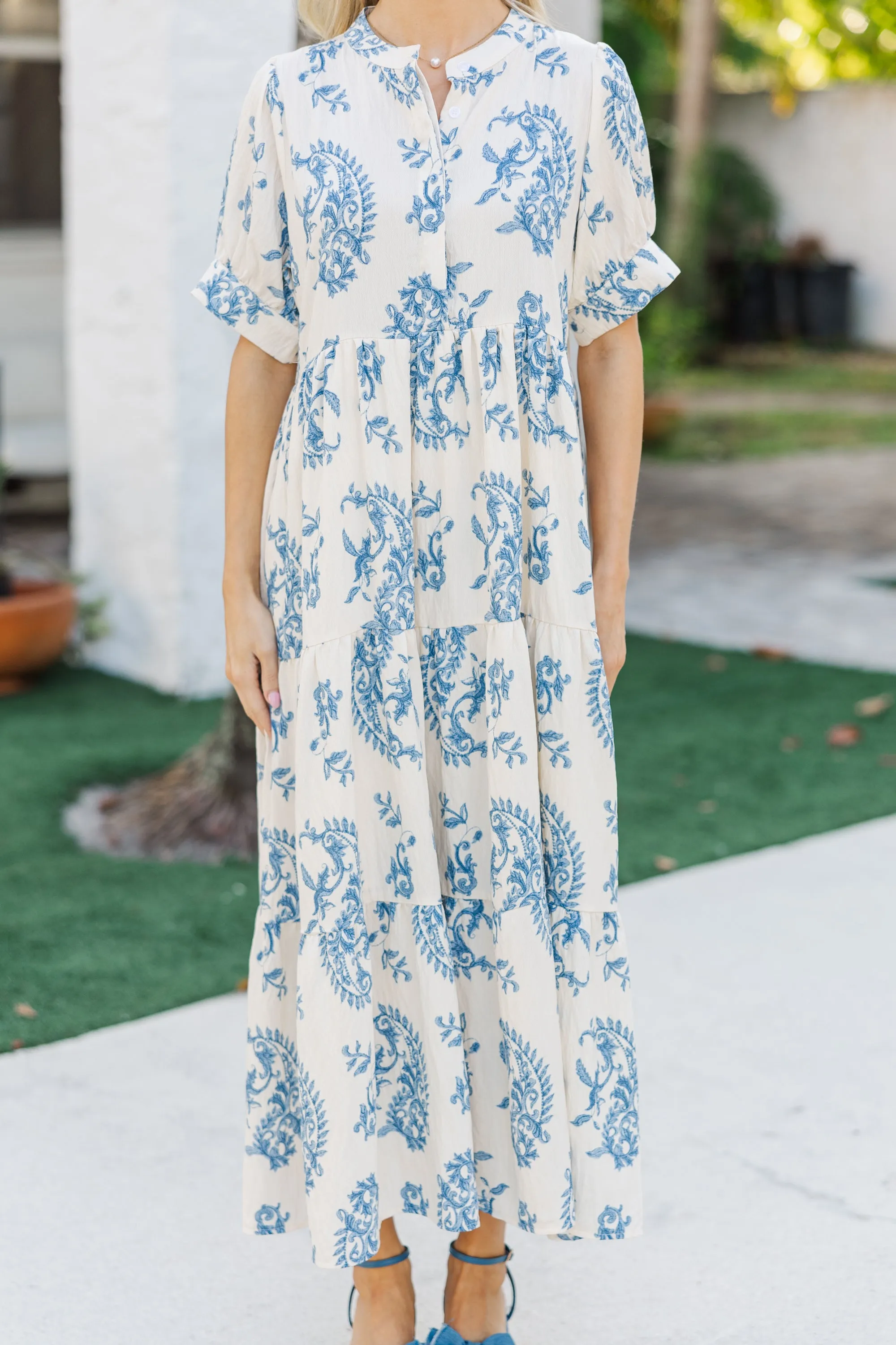 Make You Look Blue Medallion Midi Dress