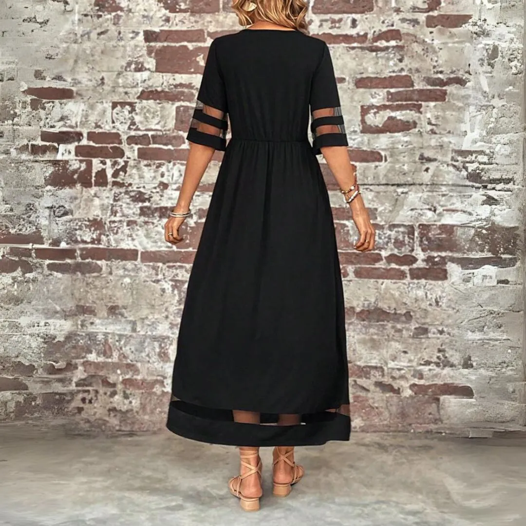 Maxi Dress – Sheer Panel Sleeves – Elegant Casual Look