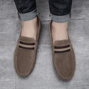 Men’s Classic Slip-On Suede Loafers with Stripe Style | For Everyday Wear