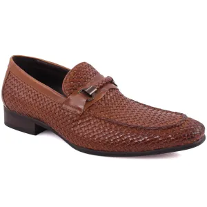 Mens “FLETCHER” Snake Textured Wing Tip Bit Loafers
