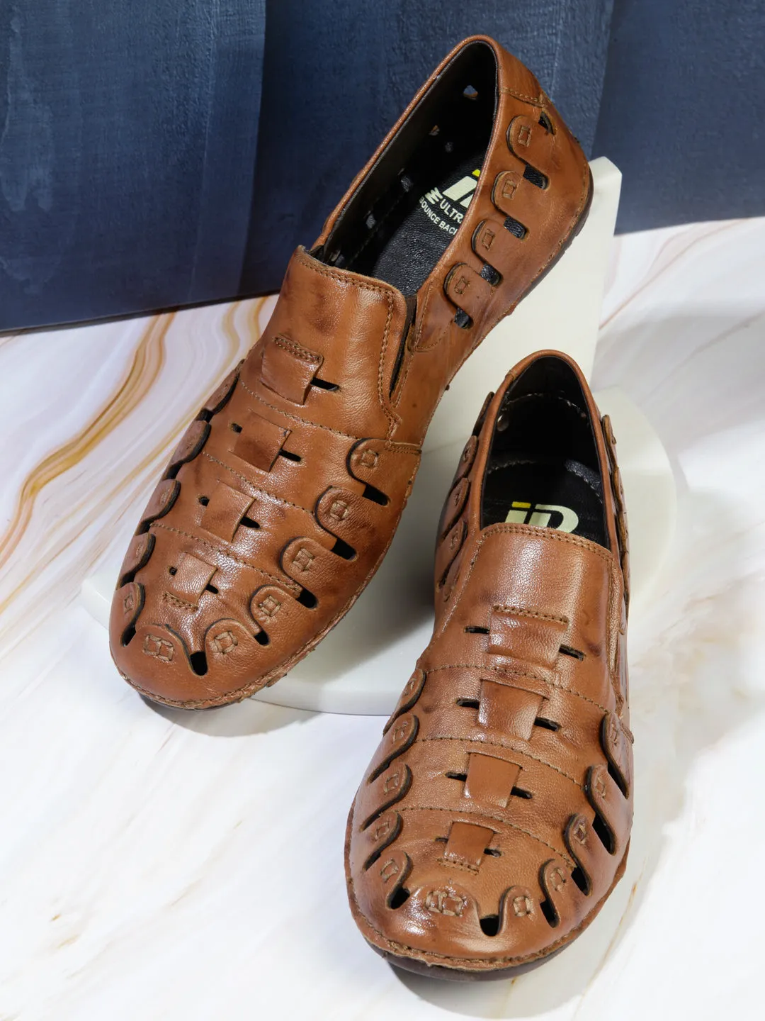 Men's Tan Ethnic Slip-On Sandal (ID4126)
