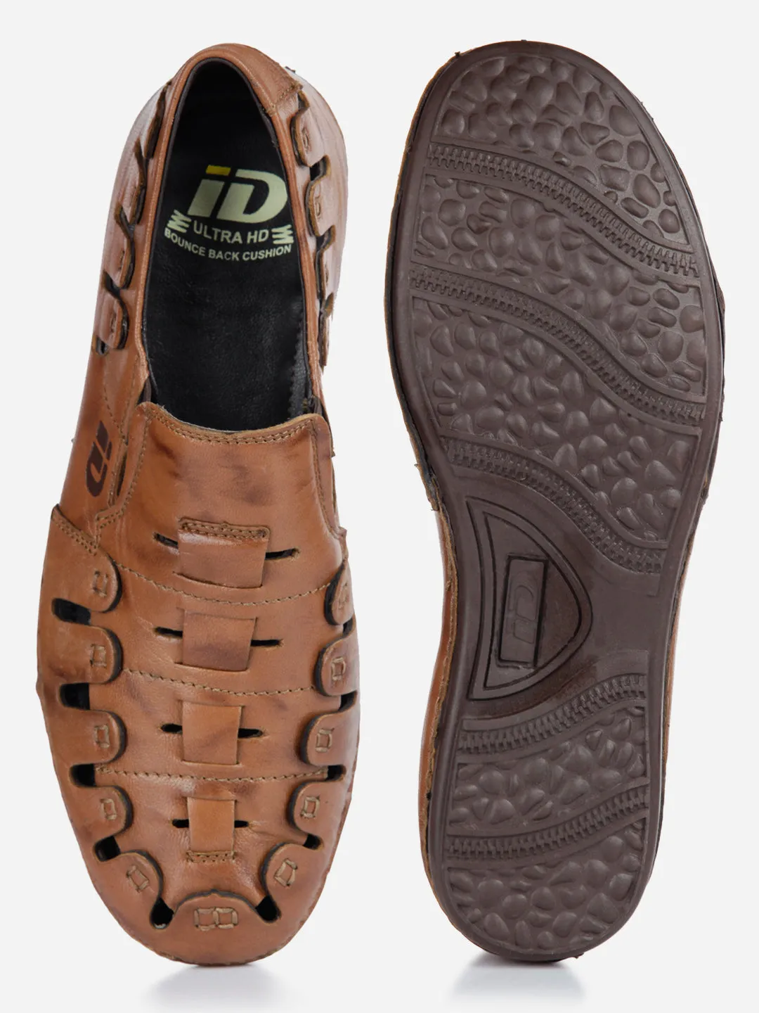 Men's Tan Ethnic Slip-On Sandal (ID4126)