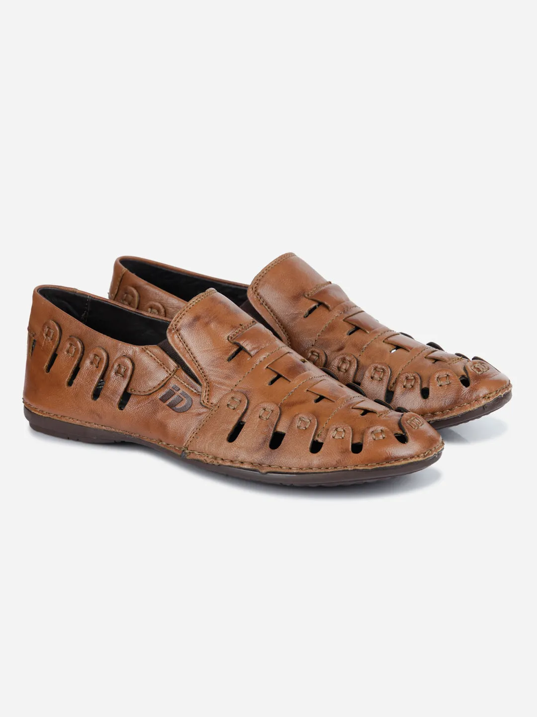 Men's Tan Ethnic Slip-On Sandal (ID4126)