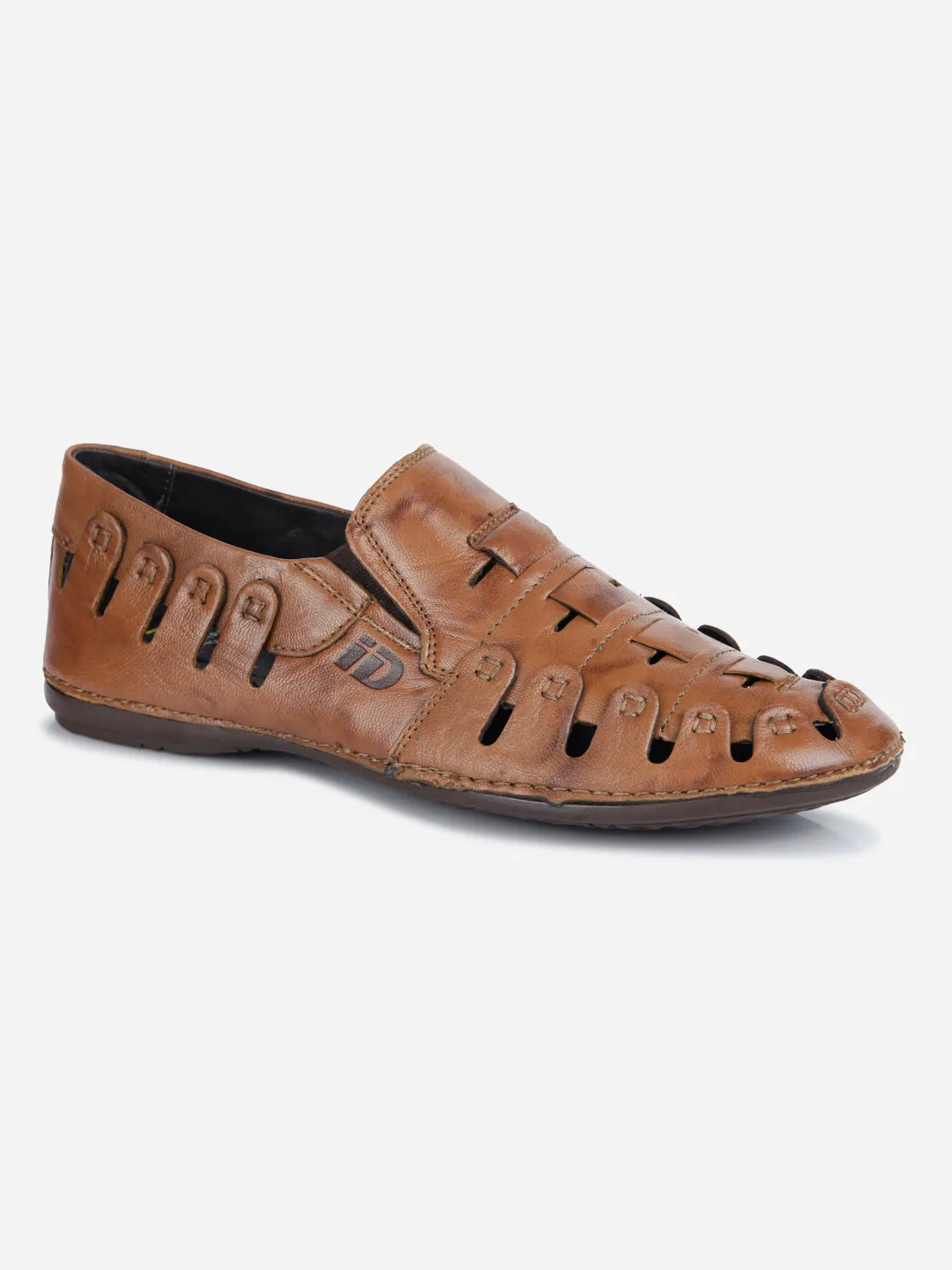 Men's Tan Ethnic Slip-On Sandal (ID4126)