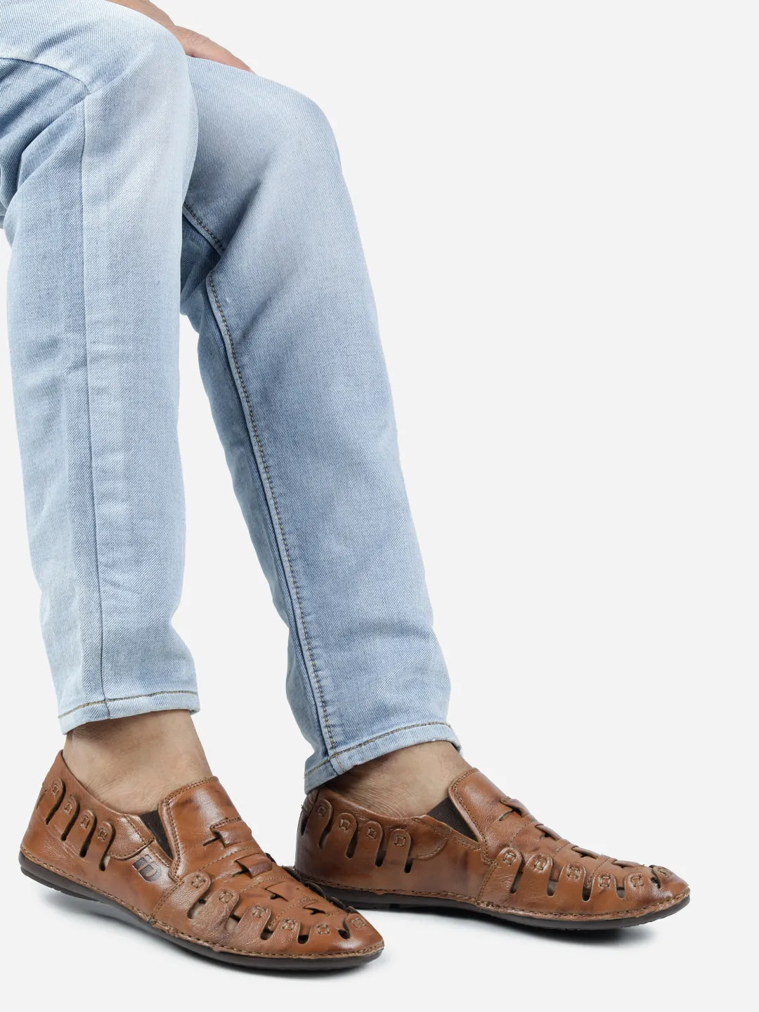 Men's Tan Ethnic Slip-On Sandal (ID4126)