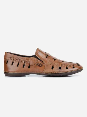 Men's Tan Ethnic Slip-On Sandal (ID4126)