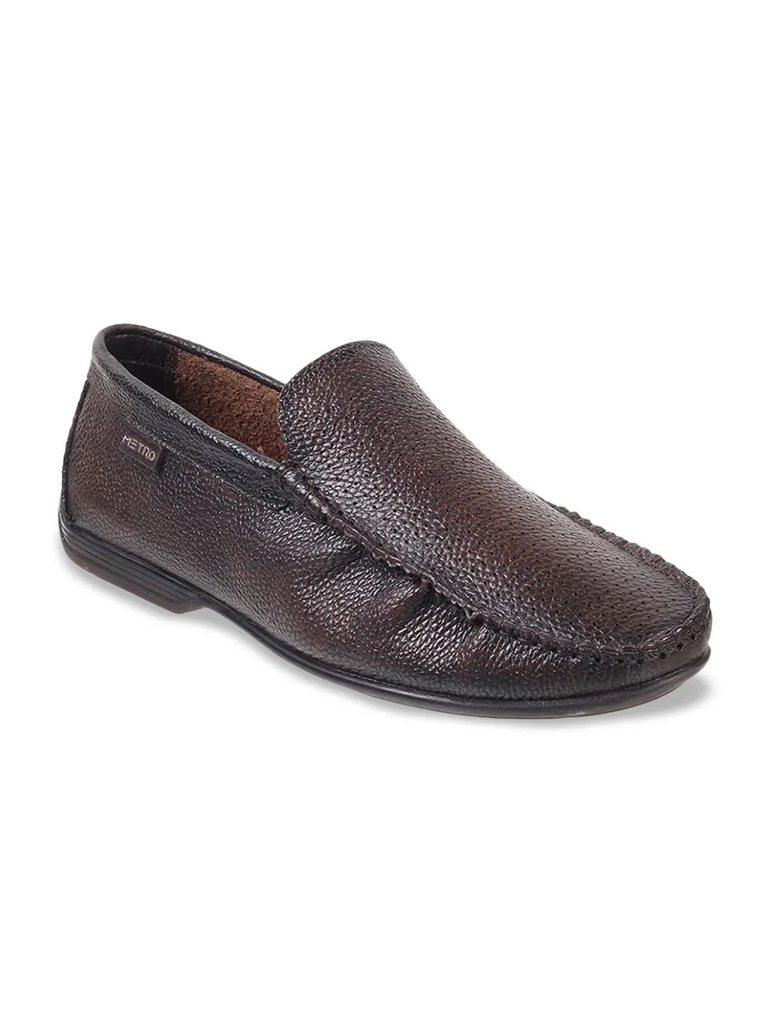 Metro Men Textured Leather Loafers