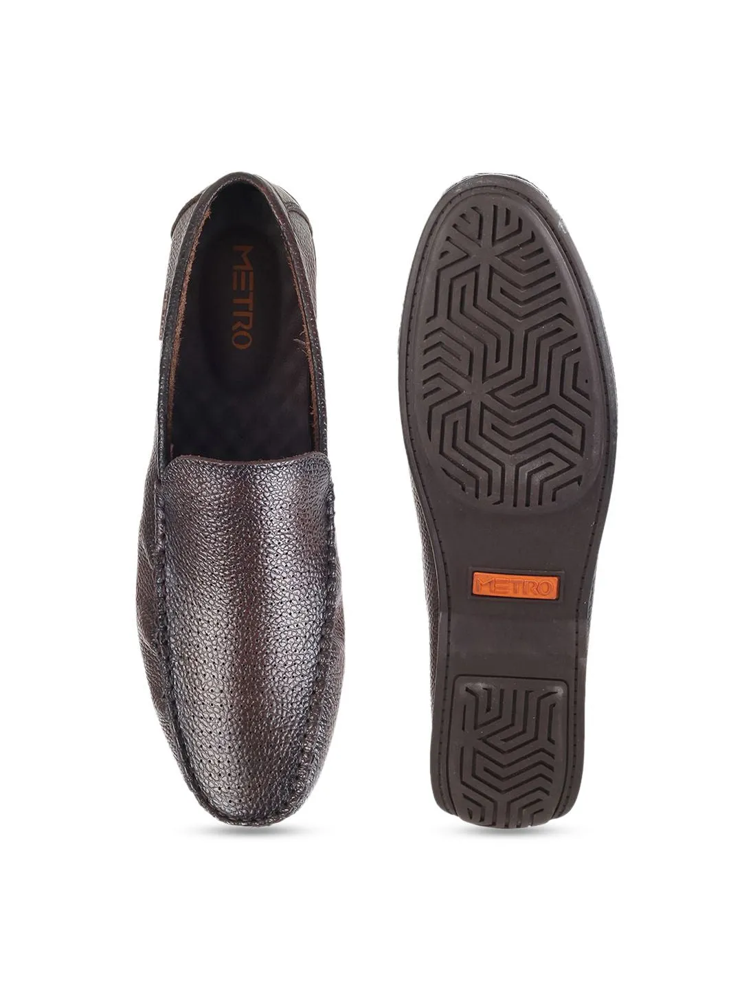 Metro Men Textured Leather Loafers