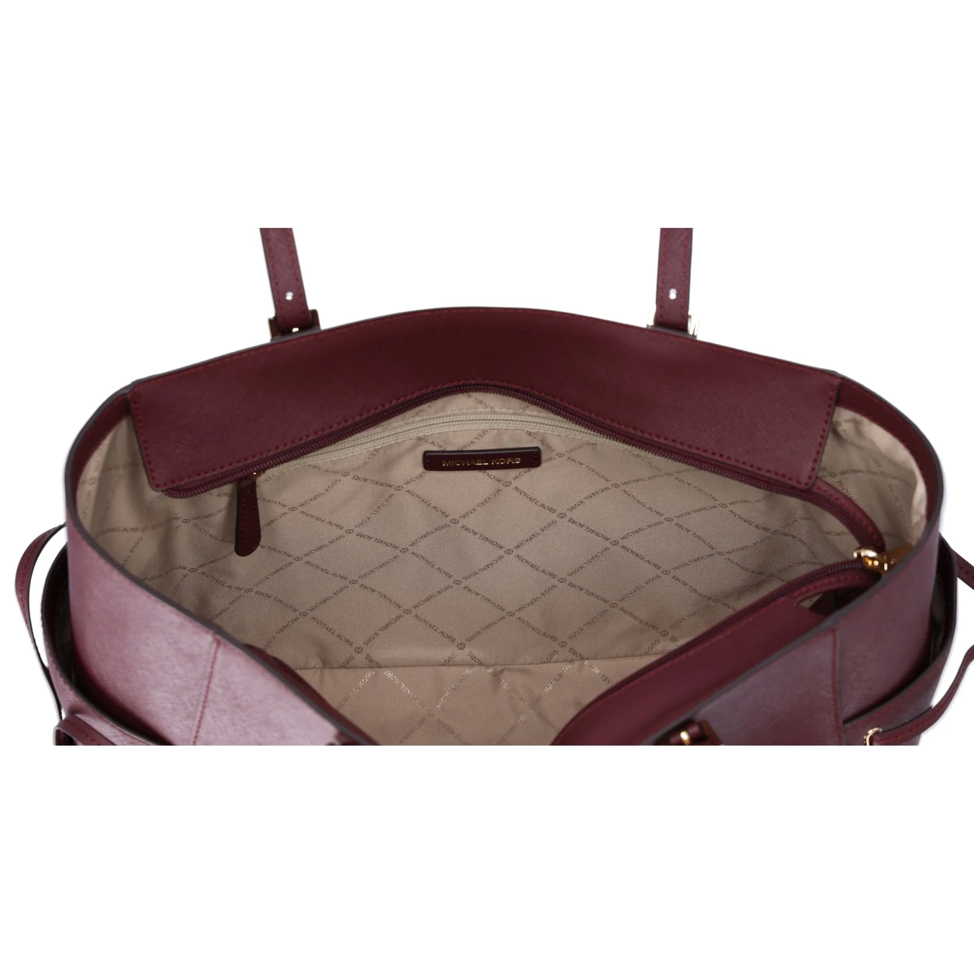 Michael Kors Gilly Large Drawstring Tote Oxblood Saffiano Leather