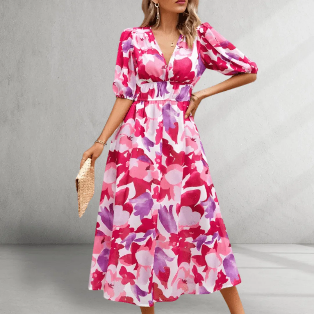 Midi Dress – Floral Print – Elegant Occasion