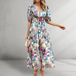 Midi Dress – Floral Print – Elegant Occasion