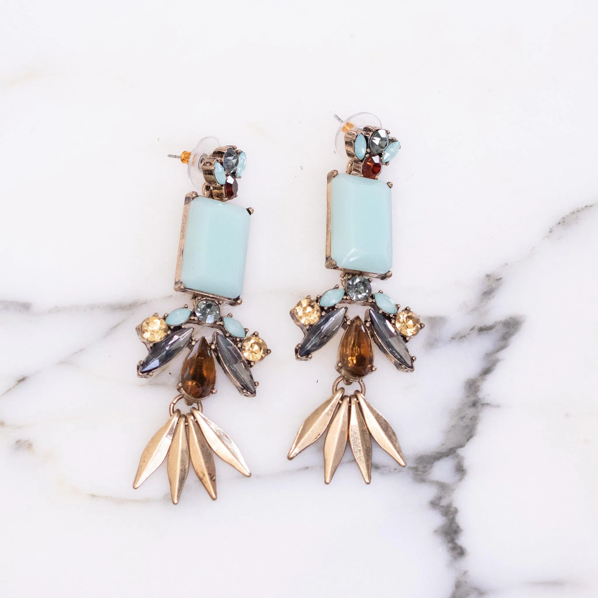 Mint and Smoke Statement Earrings