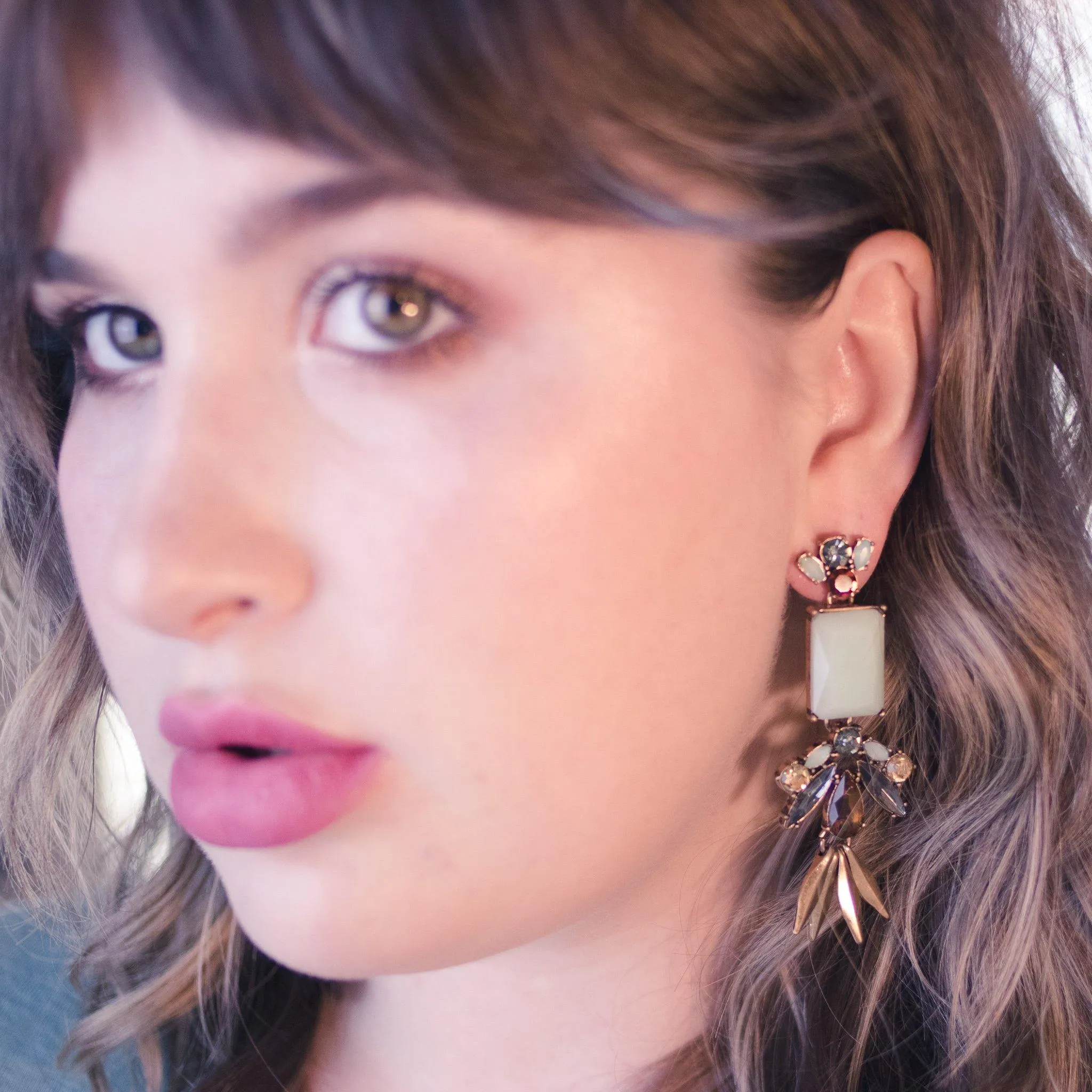 Mint and Smoke Statement Earrings