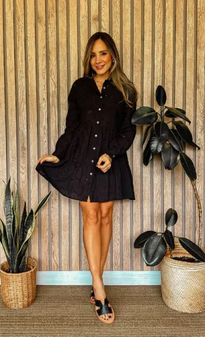 Morocco Black Shirtwaist Dress