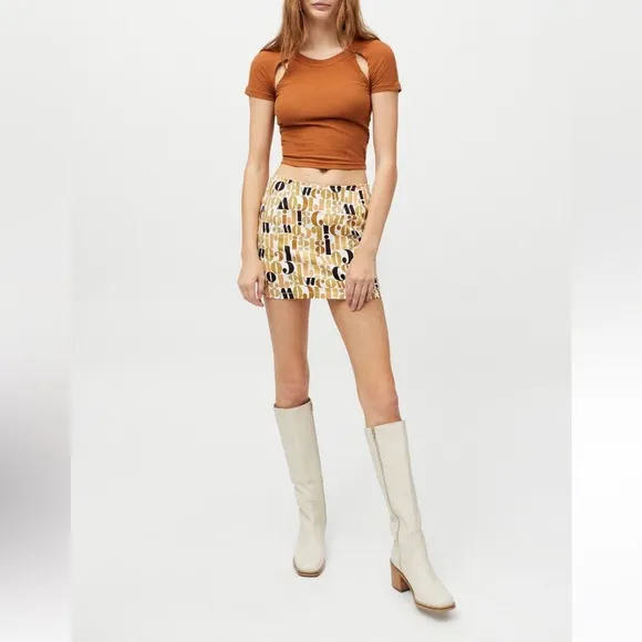 Motel Ima Mini Skirt In Cowgirl - XS Cream/Tan