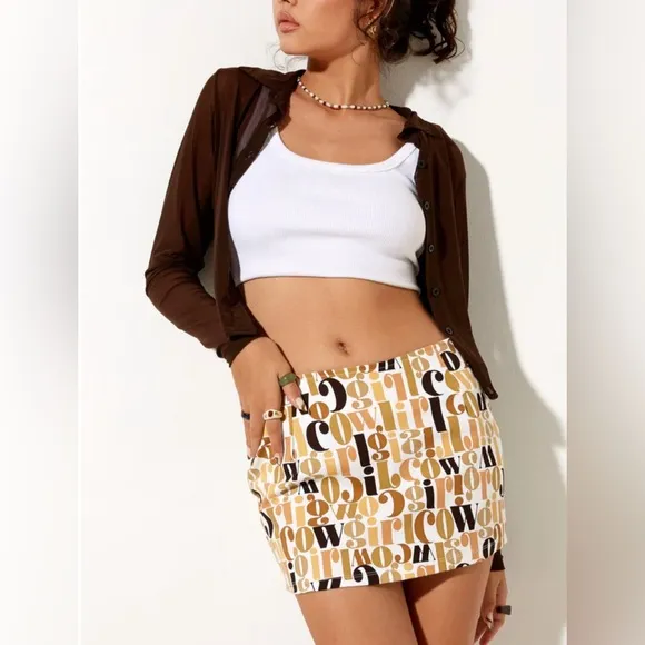 Motel Ima Mini Skirt In Cowgirl - XS Cream/Tan