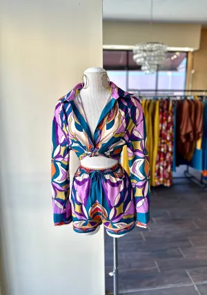 Multi Color 2pc Short Set