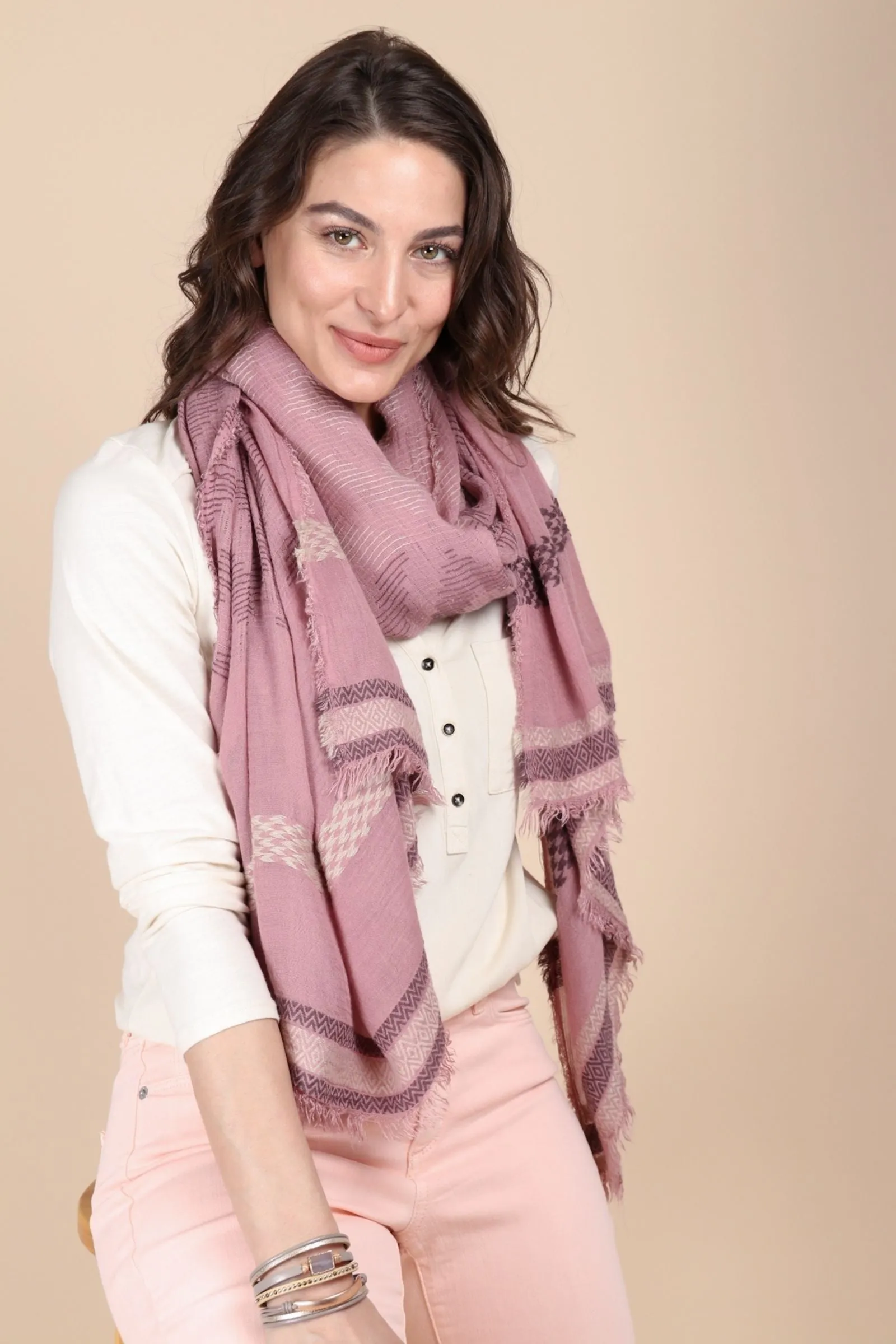 Multi Geometric Striped Scarf