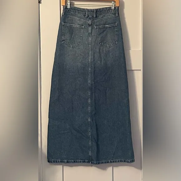 NEW Free People We The Free Come As You Are Denim Maxi Skirt sapphire blue 0
