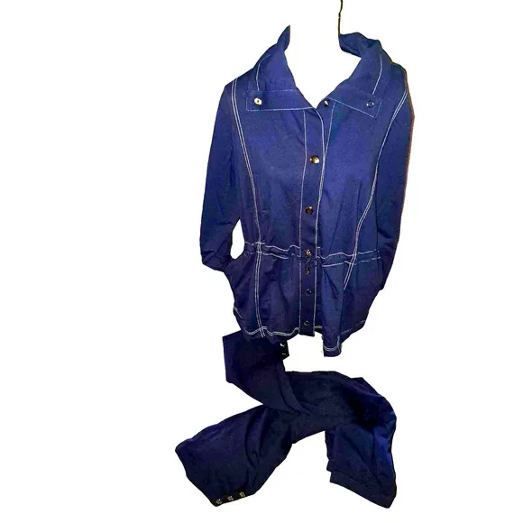 NEW-Sport Savvy 2-Piece Set, Navy Blue, XL Draw String Waist Jacket Large Pants
