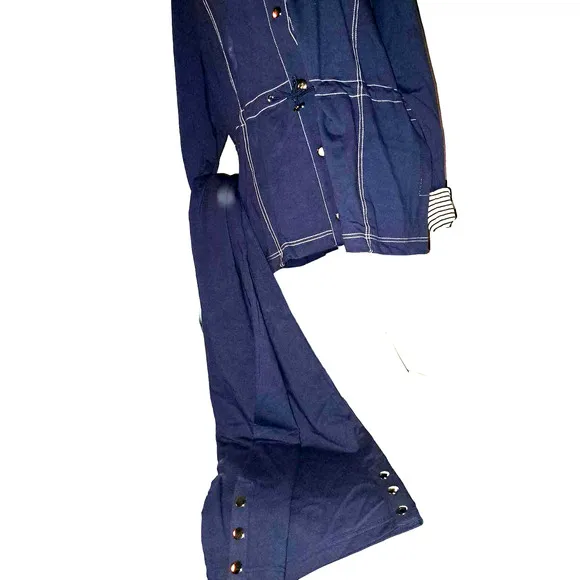 NEW-Sport Savvy 2-Piece Set, Navy Blue, XL Draw String Waist Jacket Large Pants
