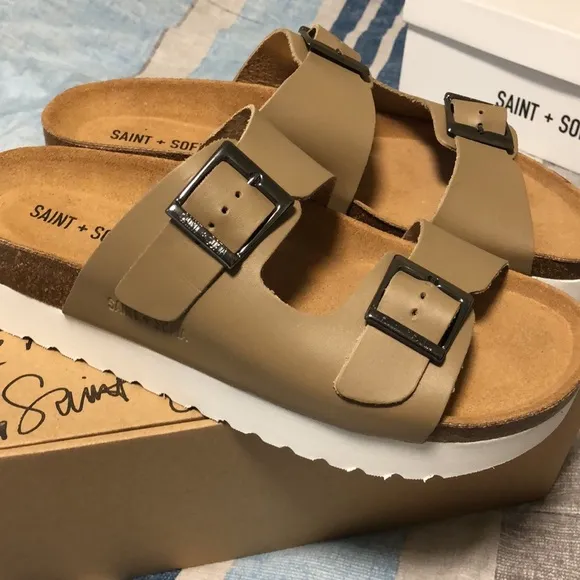 New Womens Sutton Sandal Slide taupe sz 9 US