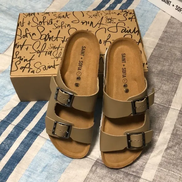 New Womens Sutton Sandal Slide taupe sz 9 US