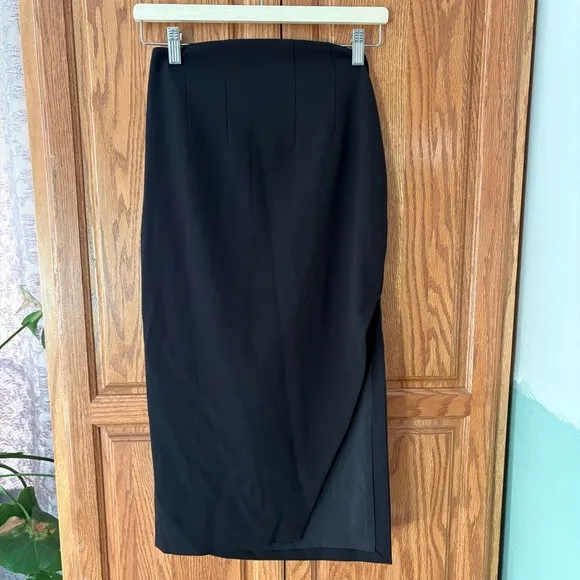 NWT EXPRESS stylist super high waisted side slit midi pencil skirt black size 4