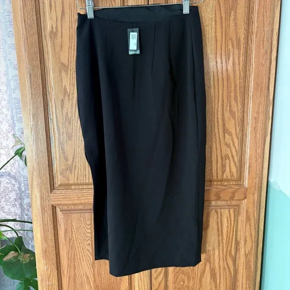 NWT EXPRESS stylist super high waisted side slit midi pencil skirt black size 4